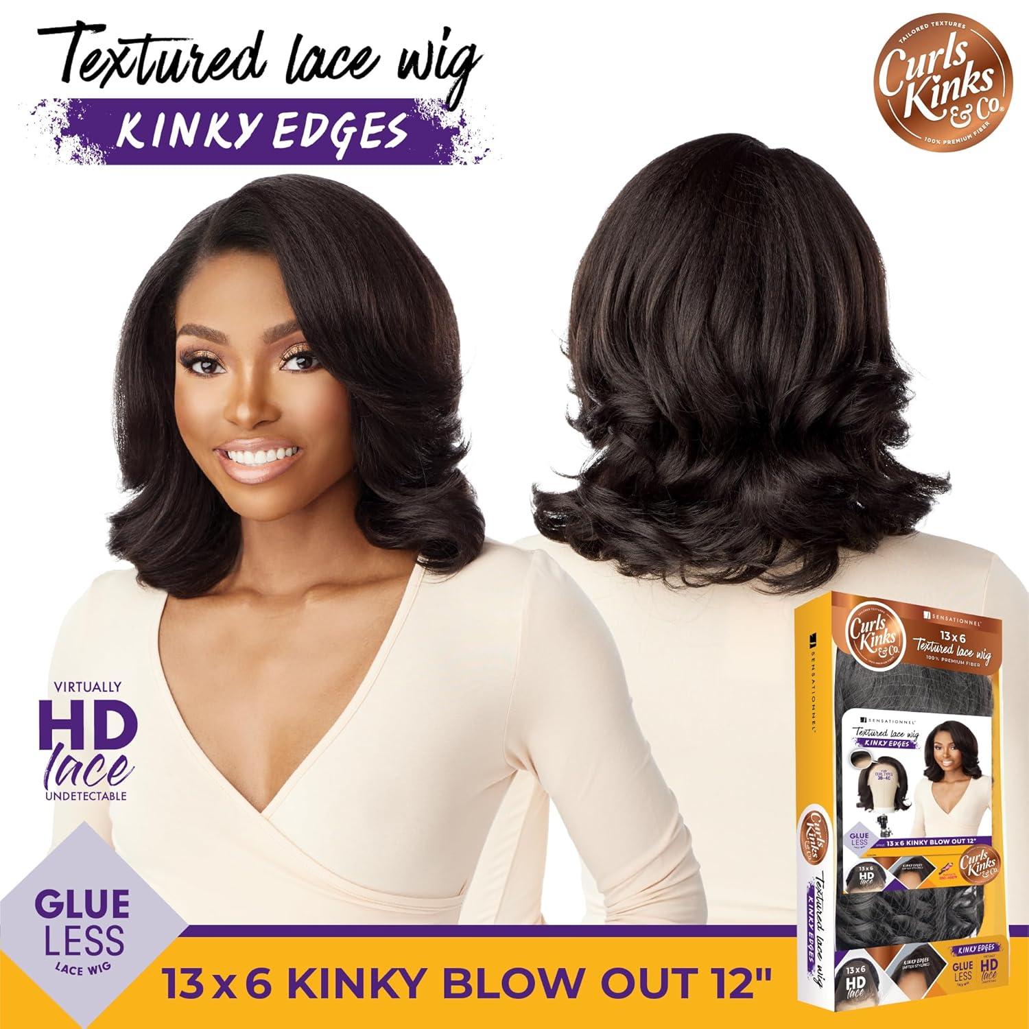 imageSensationnel Curls Kinksandco Kinkyedges Wig Kinky Blow Out 12 Inch 13X6 Lace Frontal Natural Kinkytexture Edged Hairline for Natural 3C to 4C Hair Textures 1B OFFBLACK1B OFFBLACK