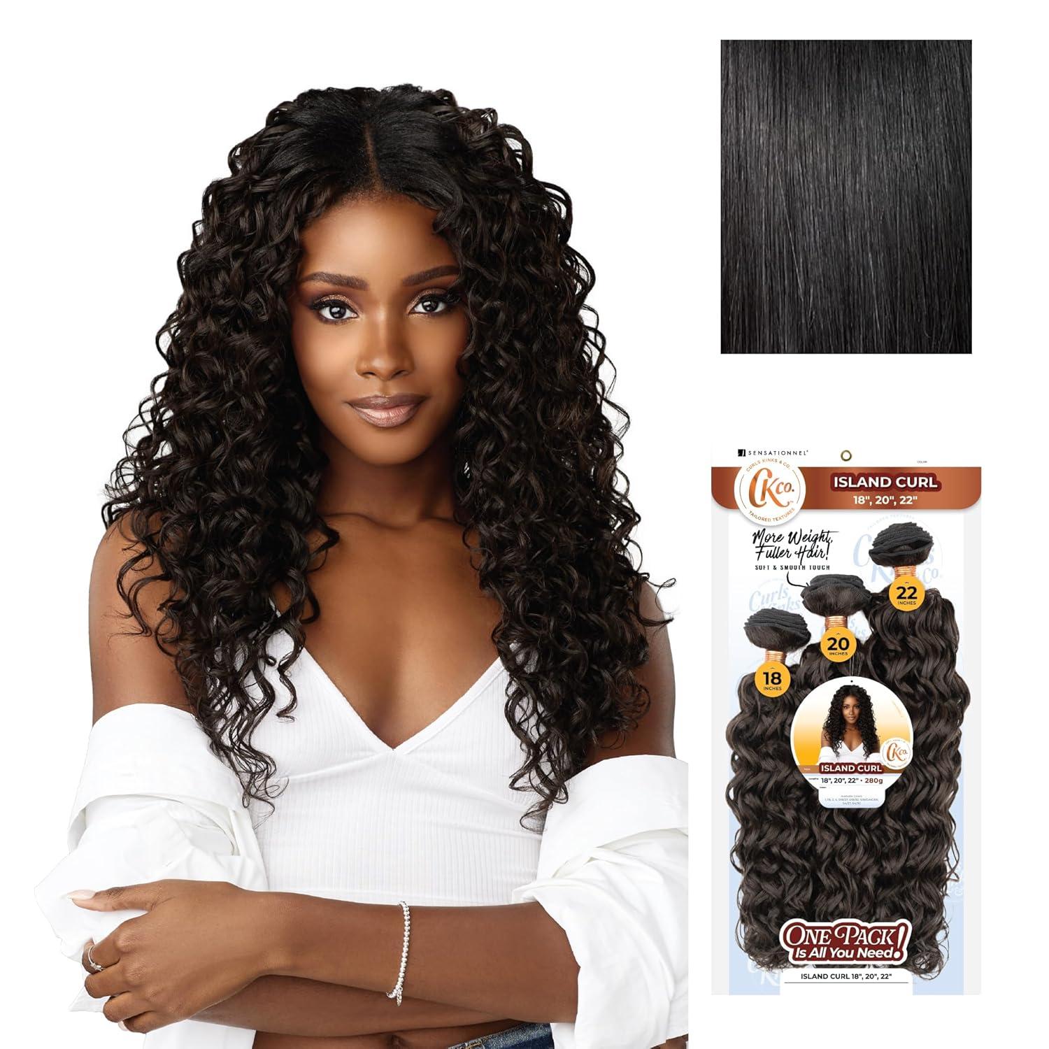 imageSensationnel Curls Kinksandco Synthetic Bundles Island Curl Multibundle Quick Weave Hair for Natural 3c to 4c Textures 14 16 18 inch 1 JETBLACK1 JETBLACK