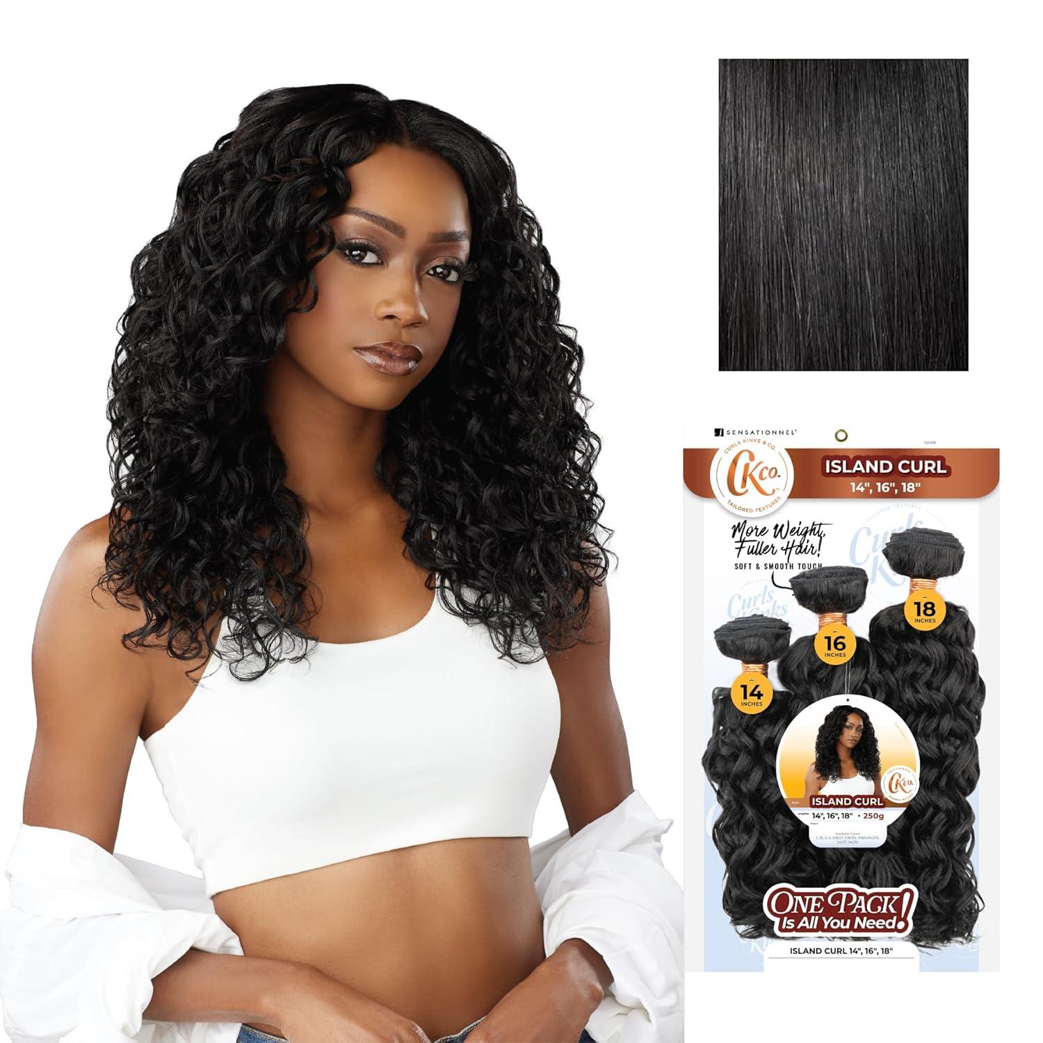 imageSensationnel Curls Kinksandco Synthetic Bundles Island Curl Multibundle Quick Weave Hair for Natural 3c to 4c Textures 14 16 18 inch 1 JETBLACK1 JETBLACK