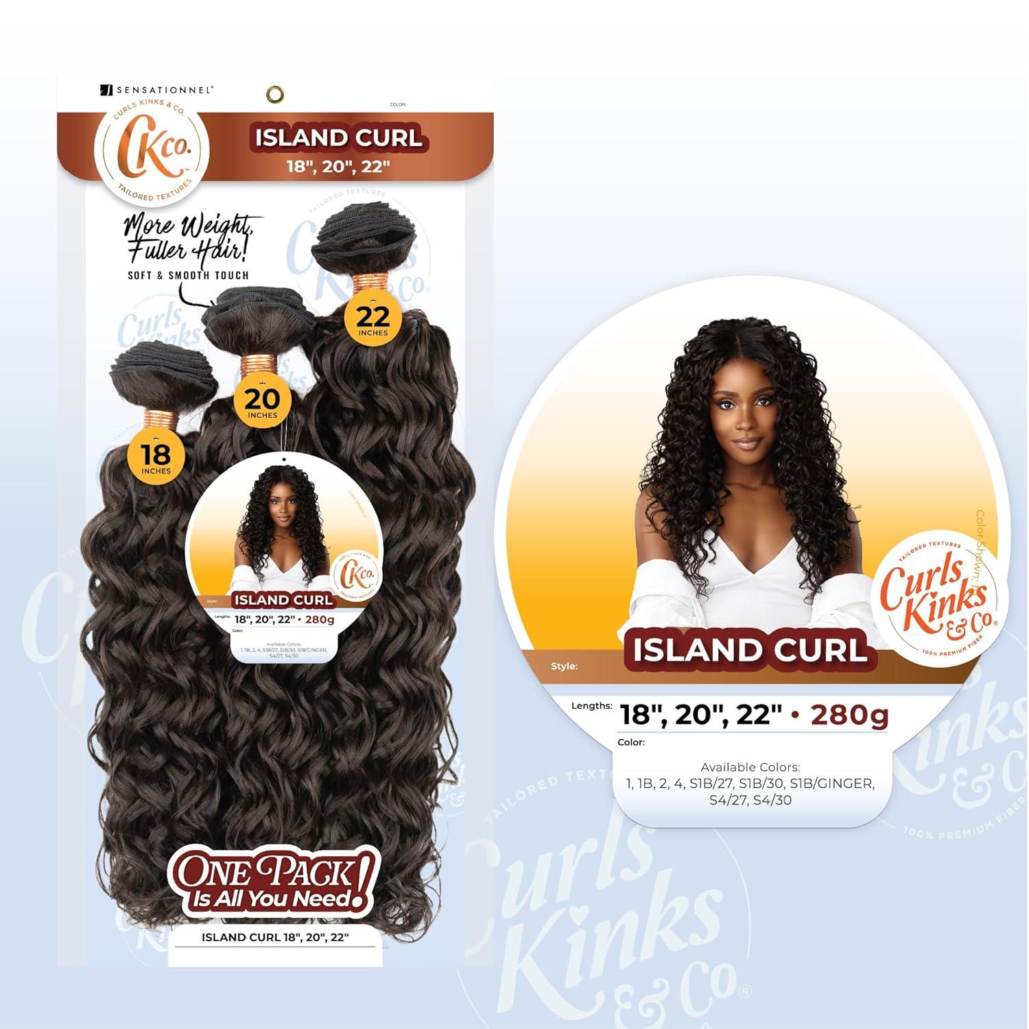 imageSensationnel Curls Kinksandco Synthetic Bundles Island Curl Multibundle Quick Weave Hair for Natural 3c to 4c Textures 14 16 18 inch 1 JETBLACK1B OFFBLACK