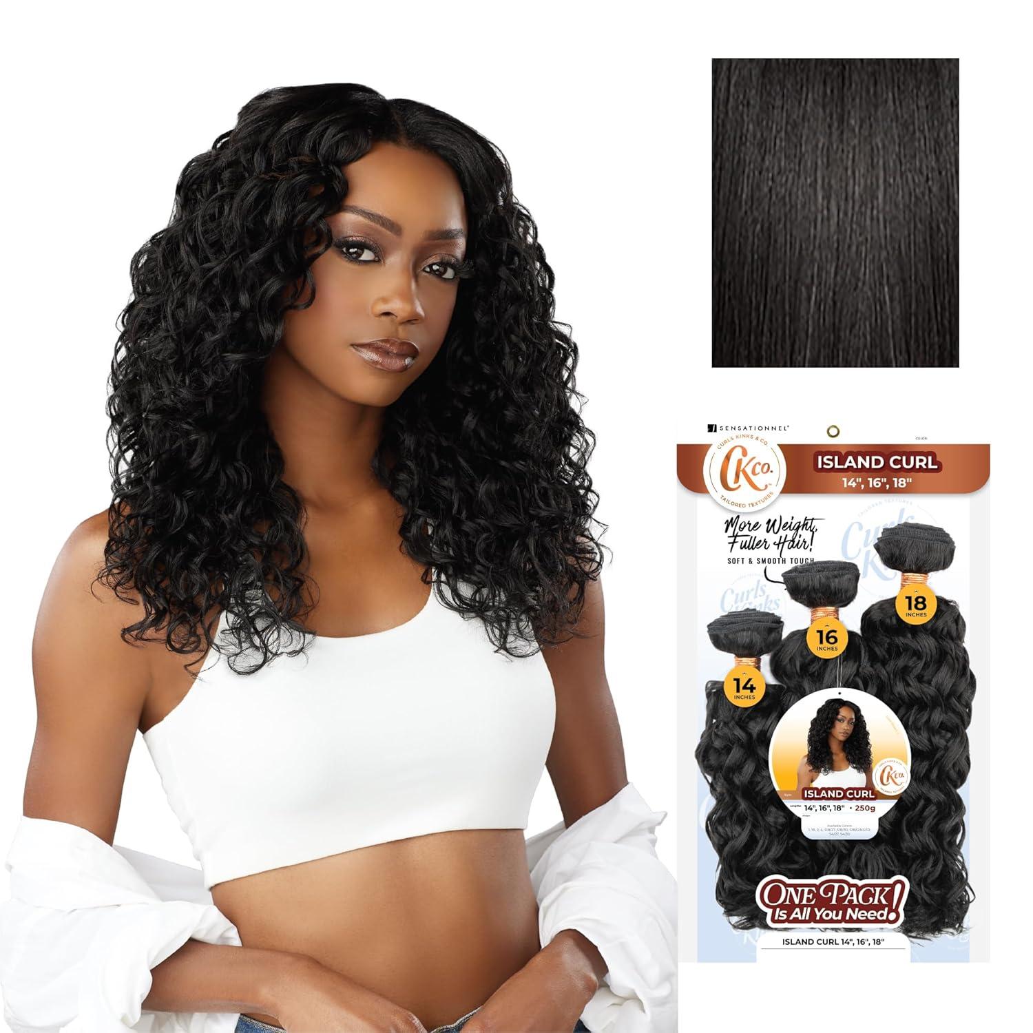 imageSensationnel Curls Kinksandco Synthetic Bundles Island Curl Multibundle Quick Weave Hair for Natural 3c to 4c Textures 14 16 18 inch 1 JETBLACK1B OFFBLACK