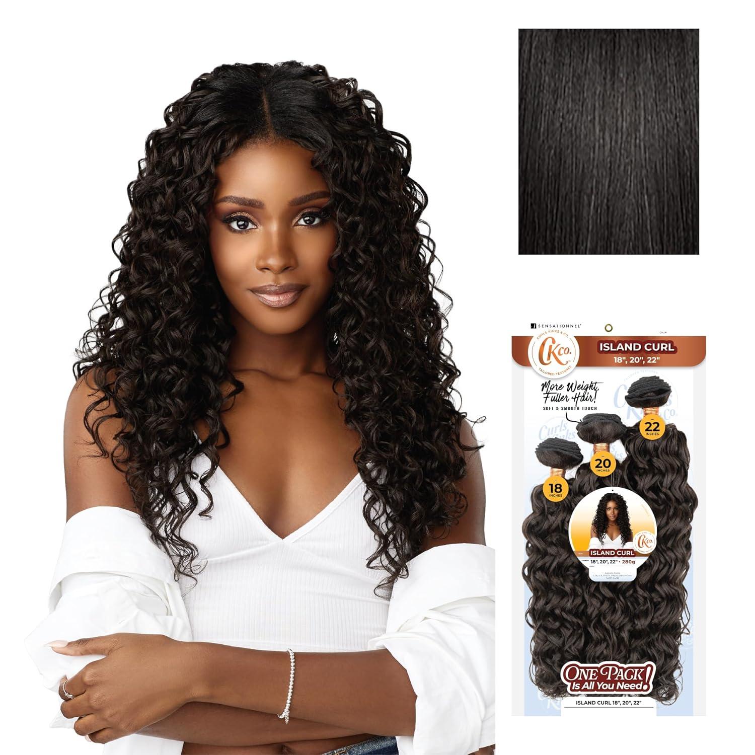 imageSensationnel Curls Kinksandco Synthetic Bundles Island Curl Multibundle Quick Weave Hair for Natural 3c to 4c Textures 14 16 18 inch 1 JETBLACK1B OFFBLACK