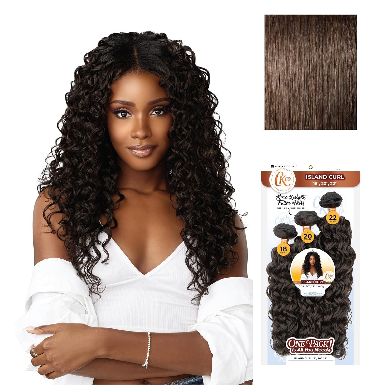 imageSensationnel Curls Kinksandco Synthetic Bundles Island Curl Multibundle Quick Weave Hair for Natural 3c to 4c Textures 14 16 18 inch 1 JETBLACK4 MEDBROWN