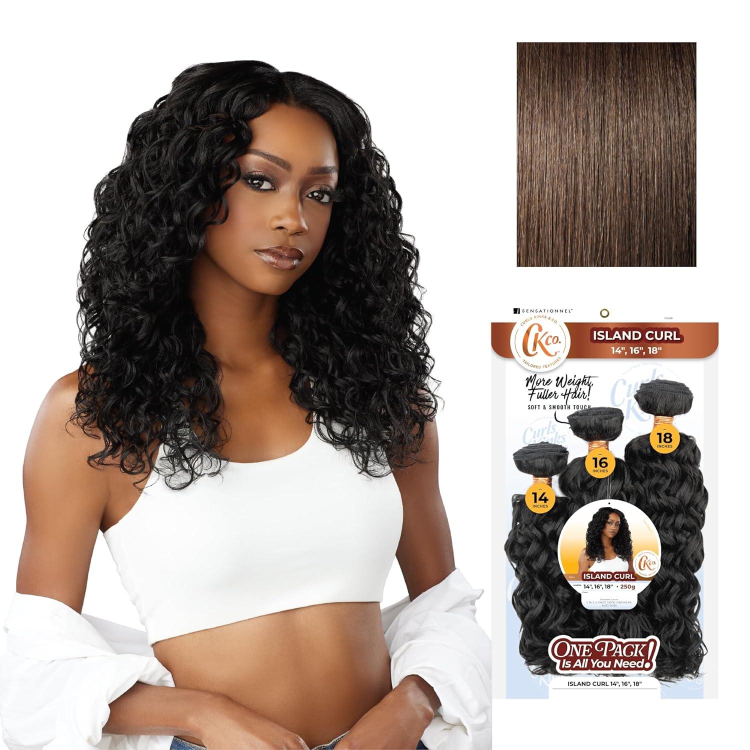 imageSensationnel Curls Kinksandco Synthetic Bundles Island Curl Multibundle Quick Weave Hair for Natural 3c to 4c Textures 14 16 18 inch 1 JETBLACK4 MEDBROWN