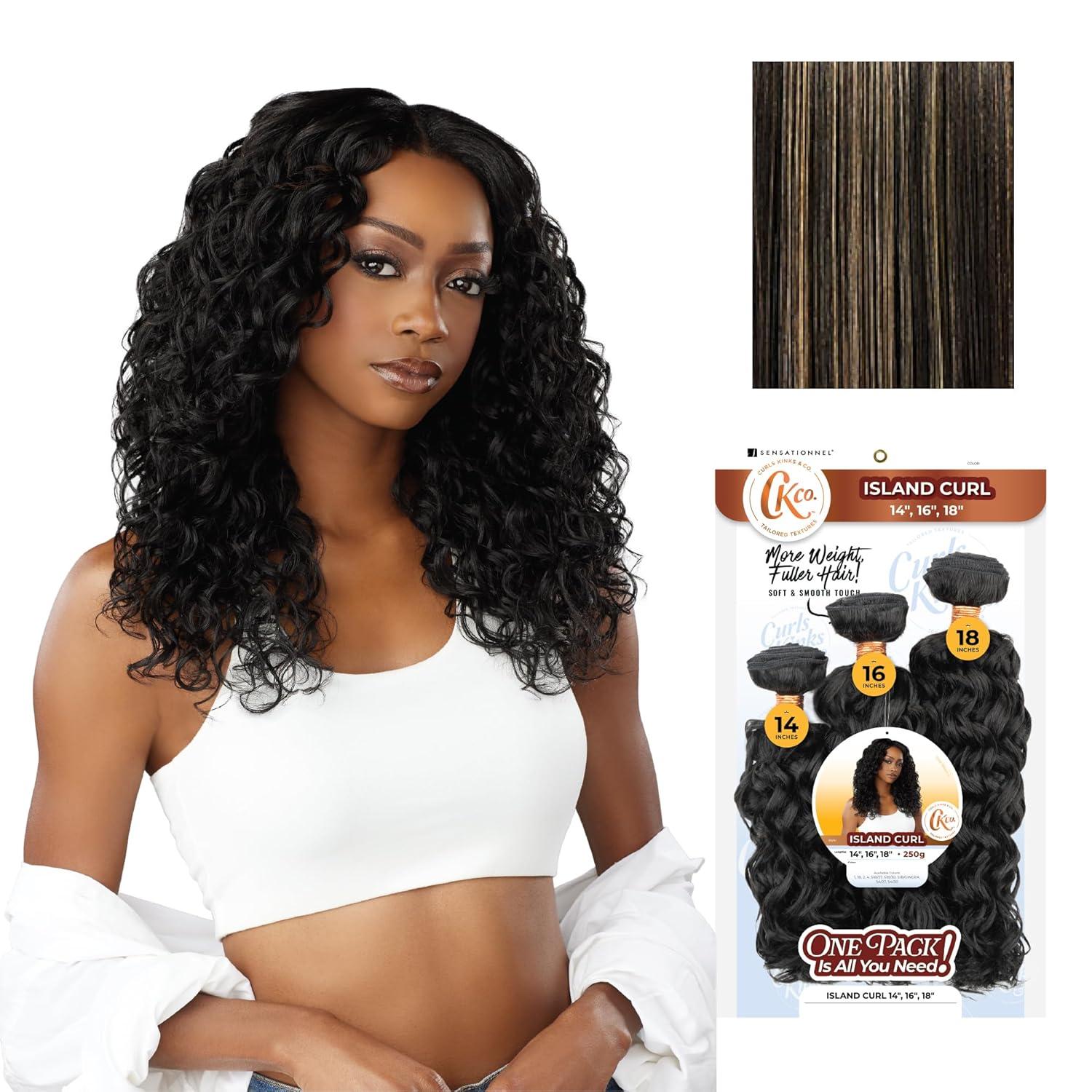 imageSensationnel Curls Kinksandco Synthetic Bundles Island Curl Multibundle Quick Weave Hair for Natural 3c to 4c Textures 14 16 18 inch 1 JETBLACKS1B27