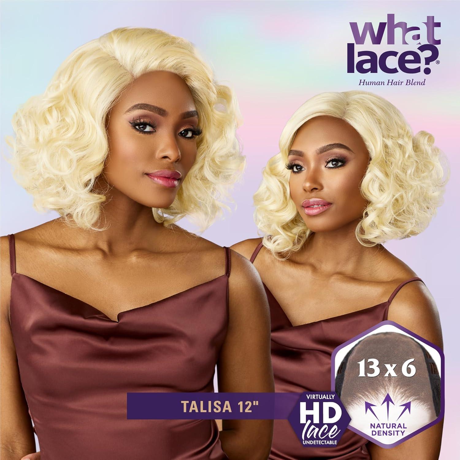 imageSensationnel What Lace 13X6 Wigs Talisa 12 Inch Human Hair Blend Lacefrontal Glueless Synthetic With Natural Density Preplucked Hairline 2 DARKBROWN2 DARKBROWN