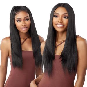 Sensationnel What Lace 13X6 Wigs – Mariella 26 Inch Human Hair Blend Lacefrontal Glueless Synthetic With Natural Density Preplucked Hairline (1B OFFBLACK)(COLORMELTHAZEL)