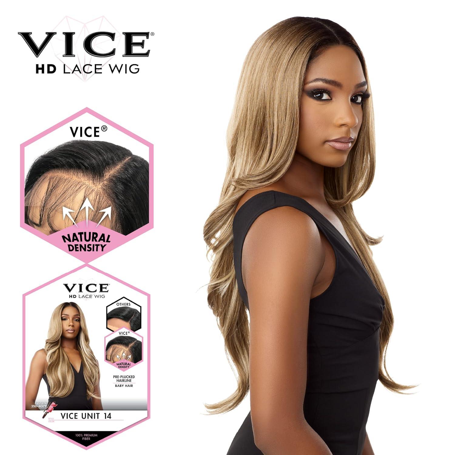 imageSensationnel Vice Lace Front Wigs Unit 14 5 Inch Deep Part Synthetic Preplucked Hairline LT613BLUETDHOTPINK
