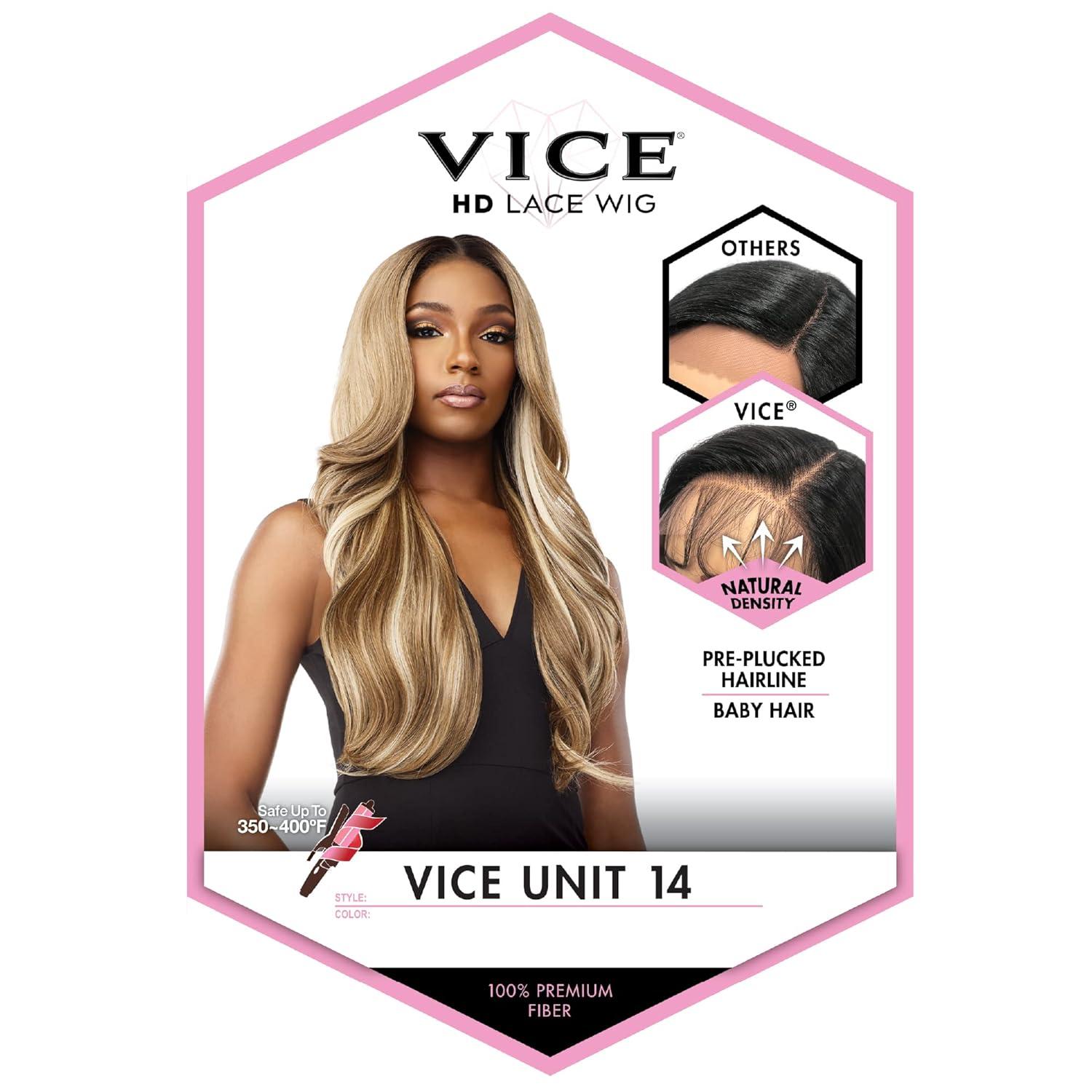 imageSensationnel Vice Lace Front Wigs Unit 14 5 Inch Deep Part Synthetic Preplucked Hairline LT613BLUETDHOTPINK