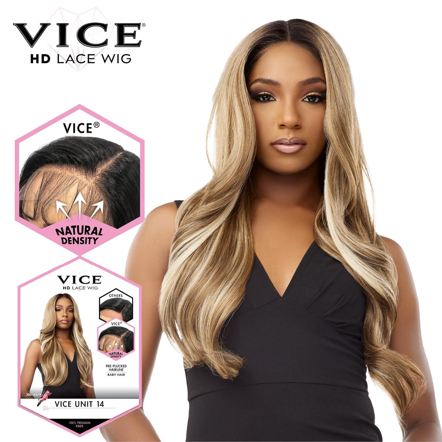imageSensationnel Vice Lace Front Wigs Unit 14 5 Inch Deep Part Synthetic Preplucked Hairline LT613BLUETDHOTPINK