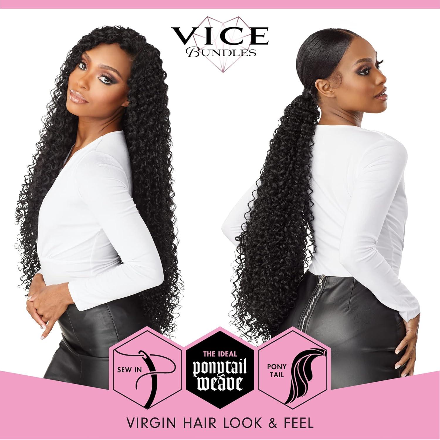 imageSensationnel Vice bundles weaving boho curl 24 inch synthetic virgin hair dupe weave bundle hair sew in and pony tail long length 1 pack 1B OFFBLACKBG BURGANDY