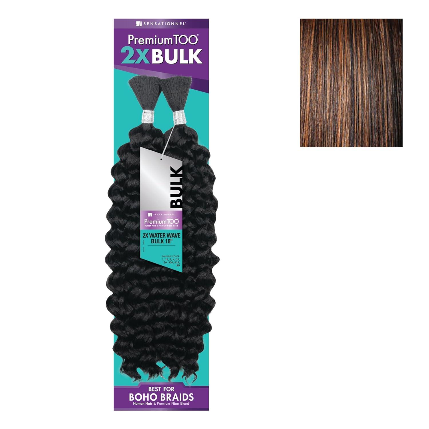 imageSensationnel PremToo Bulk Weaving 2X Water Wave Human Hair Blend for Boho Knotless Box or Curly Loose Wave Styles 1 Pack 14 inch 1 JETBLACKS1B30