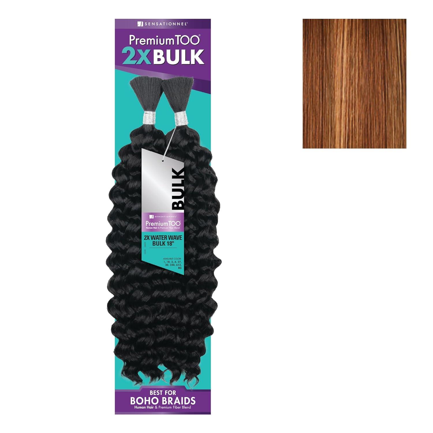 imageSensationnel PremToo Bulk Weaving 2X Water Wave Human Hair Blend for Boho Knotless Box or Curly Loose Wave Styles 1 Pack 14 inch 1 JETBLACKS2730