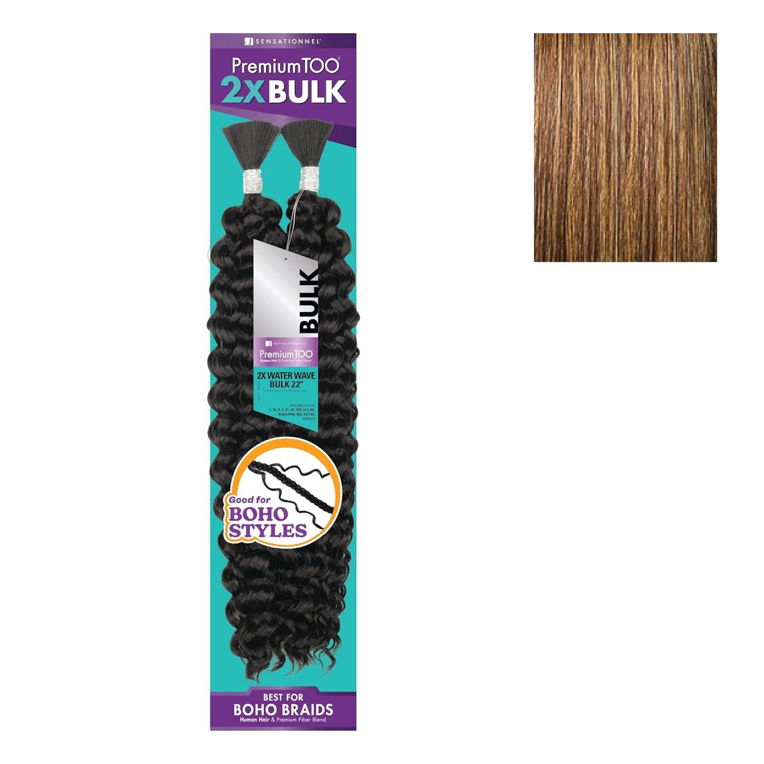 imageSensationnel PremToo Bulk Weaving 2X Water Wave Human Hair Blend for Boho Knotless Box or Curly Loose Wave Styles 1 Pack 14 inch 1 JETBLACKS427
