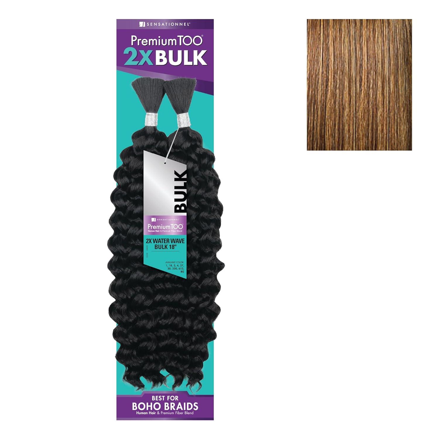 imageSensationnel PremToo Bulk Weaving 2X Water Wave Human Hair Blend for Boho Knotless Box or Curly Loose Wave Styles 1 Pack 14 inch 1 JETBLACKS427