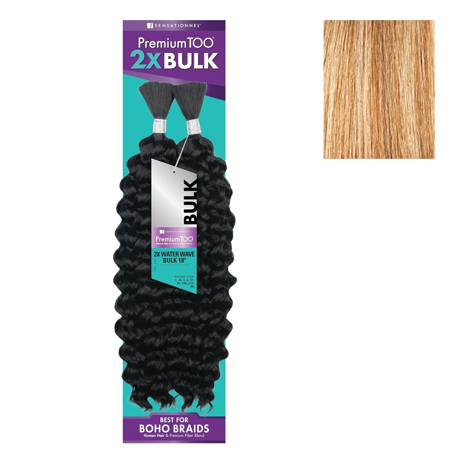 imageSensationnel PremToo Bulk Weaving 2X Water Wave Human Hair Blend for Boho Knotless Box or Curly Loose Wave Styles 1 Pack 14 inch 1 JETBLACKS42730
