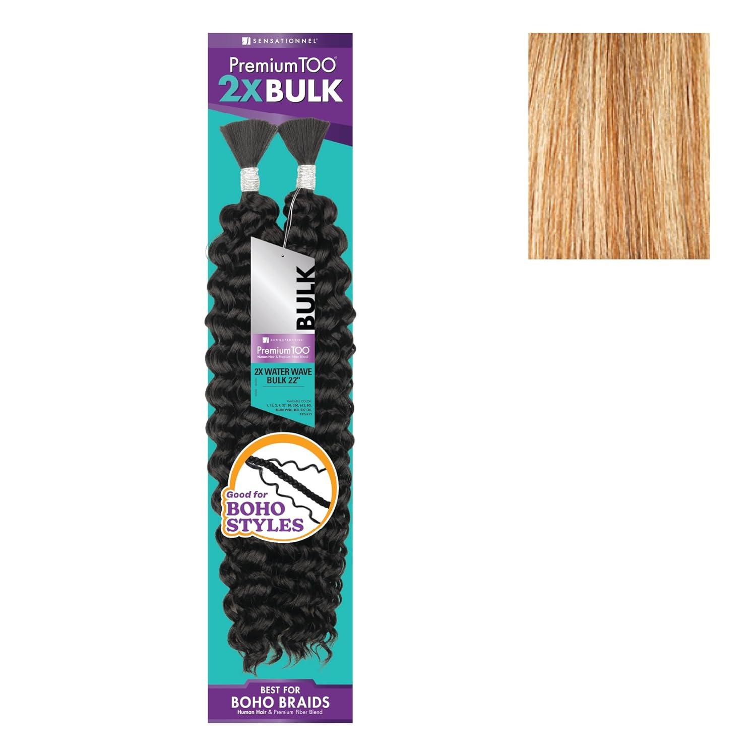 imageSensationnel PremToo Bulk Weaving 2X Water Wave Human Hair Blend for Boho Knotless Box or Curly Loose Wave Styles 1 Pack 14 inch 1 JETBLACKS42730
