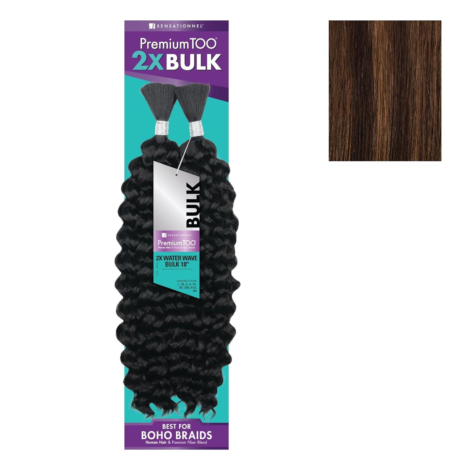 imageSensationnel PremToo Bulk Weaving 2X Water Wave Human Hair Blend for Boho Knotless Box or Curly Loose Wave Styles 1 Pack 14 inch 1 JETBLACKS430