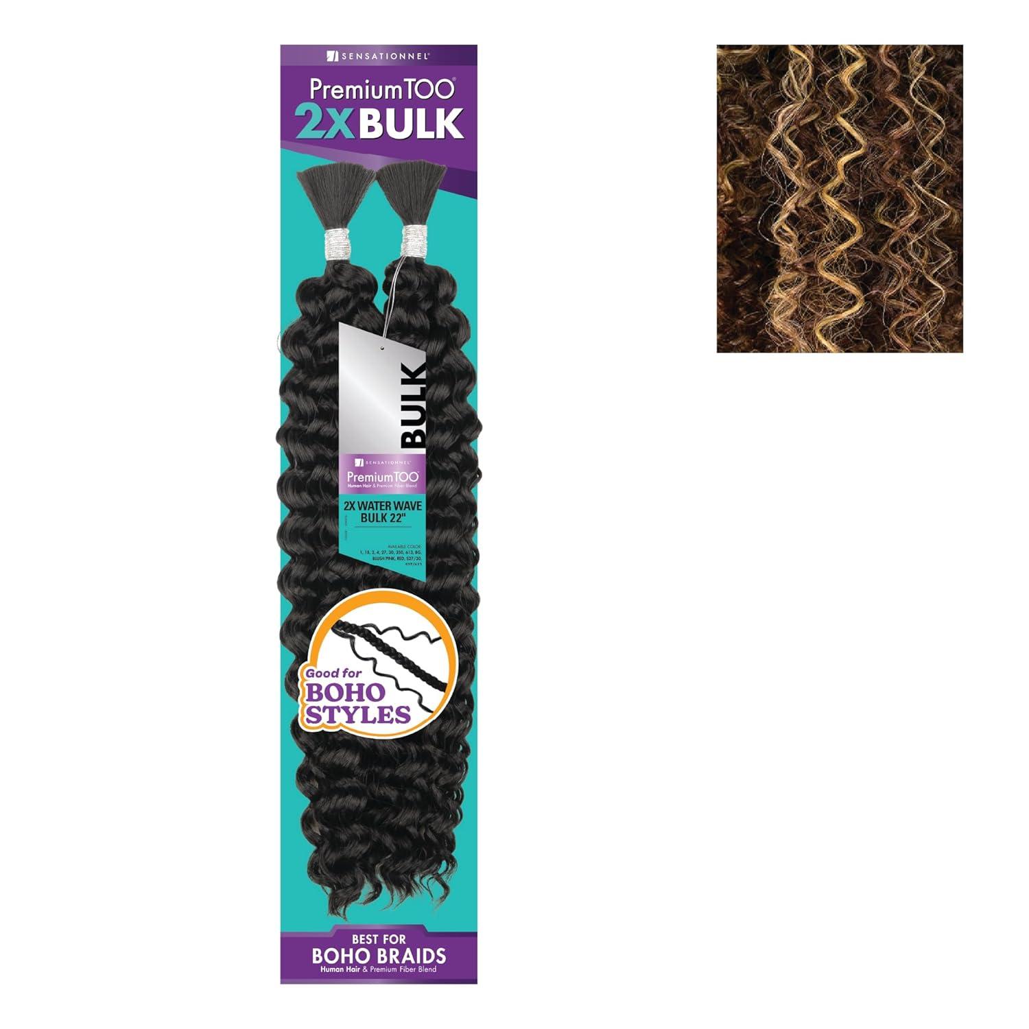 imageSensationnel PremToo Bulk Weaving 2X Water Wave Human Hair Blend for Boho Knotless Box or Curly Loose Wave Styles 1 Pack 14 inch 1 JETBLACKS430613