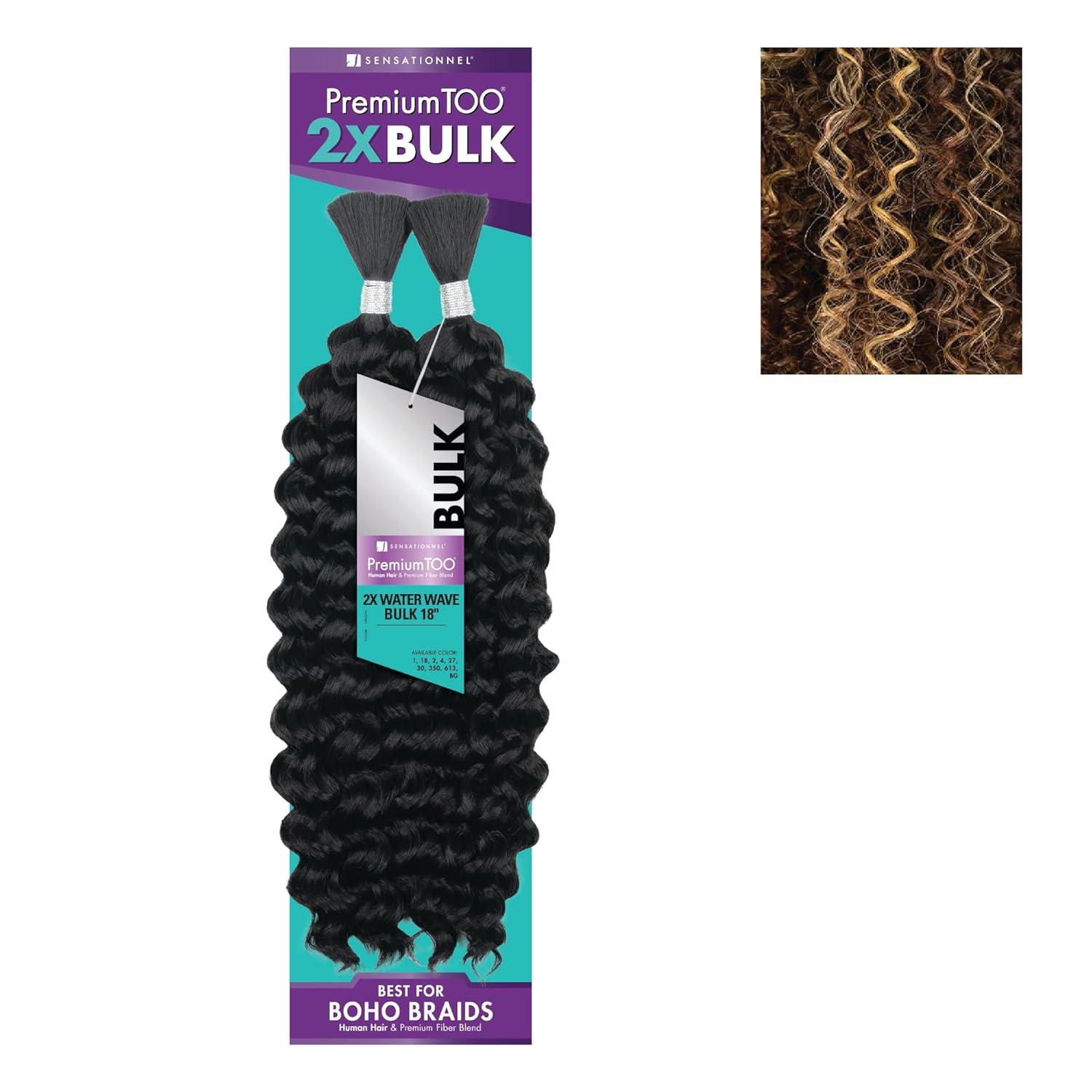 imageSensationnel PremToo Bulk Weaving 2X Water Wave Human Hair Blend for Boho Knotless Box or Curly Loose Wave Styles 1 Pack 14 inch 1 JETBLACKS430613
