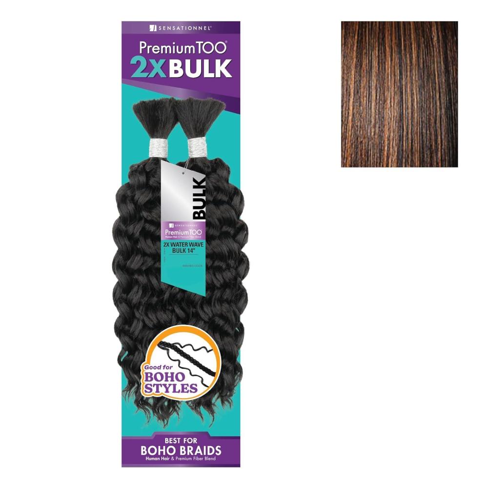 imageSensationnel PremToo Bulk Weaving 2X Water Wave Human Hair Blend for Boho Knotless Box or Curly Loose Wave Styles 1 Pack 14 inch 1 JETBLACKS1B30