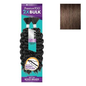 Sensationnel PremToo Bulk Weaving – 2X Water Wave Human Hair Blend for Boho, Knotless Box or Curly Loose Wave Styles – 1 Pack (14 inch, 1 JETBLACK)(4 MEDBROWN)