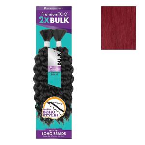 Sensationnel PremToo Bulk Weaving – 2X Water Wave Human Hair Blend for Boho, Knotless Box or Curly Loose Wave Styles – 1 Pack (14 inch, 1 JETBLACK)(BG BURGUNDY)