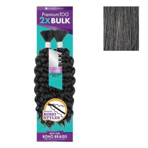 Sensationnel PremToo Bulk Weaving – 2X Water Wave Human Hair Blend for Boho, Knotless Box or Curly Loose Wave Styles – 1 Pack (14 inch, 1 JETBLACK)(M44)