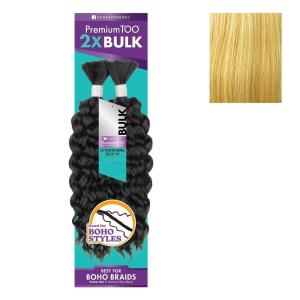 Sensationnel PremToo Bulk Weaving – 2X Water Wave Human Hair Blend for Boho, Knotless Box or Curly Loose Wave Styles – 1 Pack (14 inch, 1 JETBLACK)(S27/613)