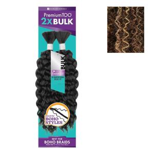 Sensationnel PremToo Bulk Weaving – 2X Water Wave Human Hair Blend for Boho, Knotless Box or Curly Loose Wave Styles – 1 Pack (14 inch, 1 JETBLACK)(S4/30/613)