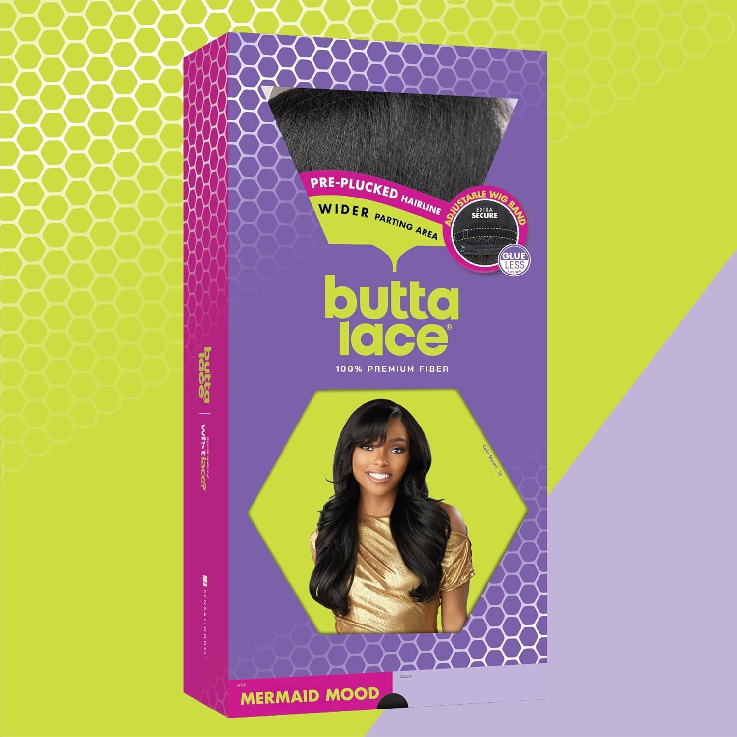 imageSensationnel Butta Lace Wigs Mermaid Mood Extra Wide 5 Inch Deep Parting Synthetic Preplucked Hairline Glueless Lacefront 1 JETBLACK2 DARKBROWN