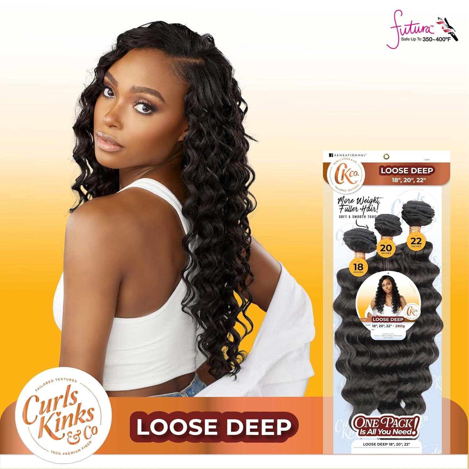 imageSensationnel Curls Kinksandco Synthetic Bundles Loose Deep Multibundle Quick Weave Hair for Natural 3c to 4c Textures 18 20 22 inch 1 JETBLACK1 JETBLACK