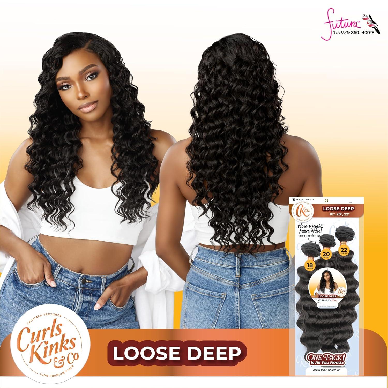 imageSensationnel Curls Kinksandco Synthetic Bundles Loose Deep Multibundle Quick Weave Hair for Natural 3c to 4c Textures 18 20 22 inch 1 JETBLACK2 DARKBROWN