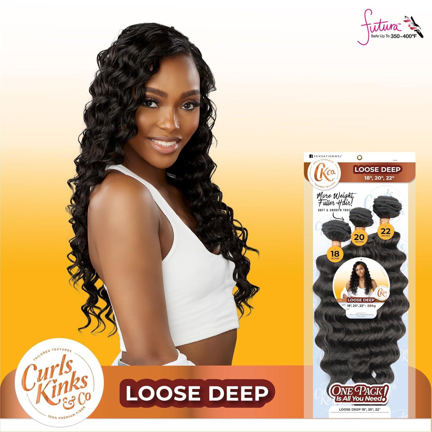 imageSensationnel Curls Kinksandco Synthetic Bundles Loose Deep Multibundle Quick Weave Hair for Natural 3c to 4c Textures 18 20 22 inch 1 JETBLACK2 DARKBROWN