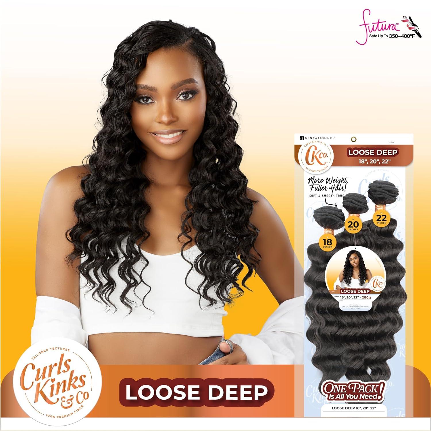 imageSensationnel Curls Kinksandco Synthetic Bundles Loose Deep Multibundle Quick Weave Hair for Natural 3c to 4c Textures 18 20 22 inch 1 JETBLACKS427