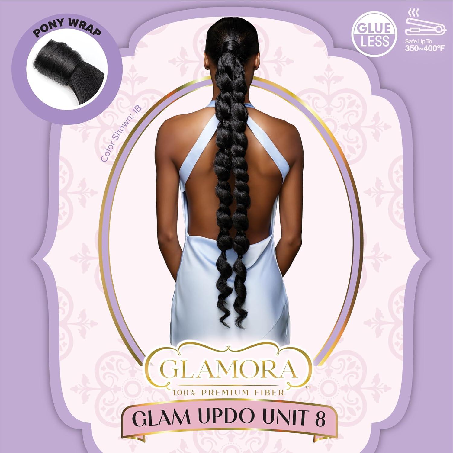 imageSensationnel Glamora Glam Updo Hairextension Unit 8 Ready to Wear Synthetic with Adjustable Pony Wrap 1 JETBLACK1 JETBLACK