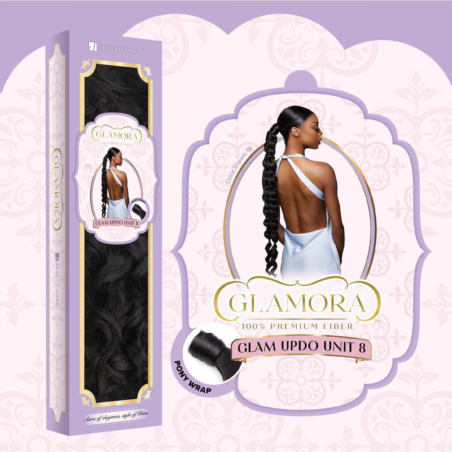 imageSensationnel Glamora Glam Updo Hairextension Unit 8 Ready to Wear Synthetic with Adjustable Pony Wrap 1 JETBLACK1B OFFBLACK