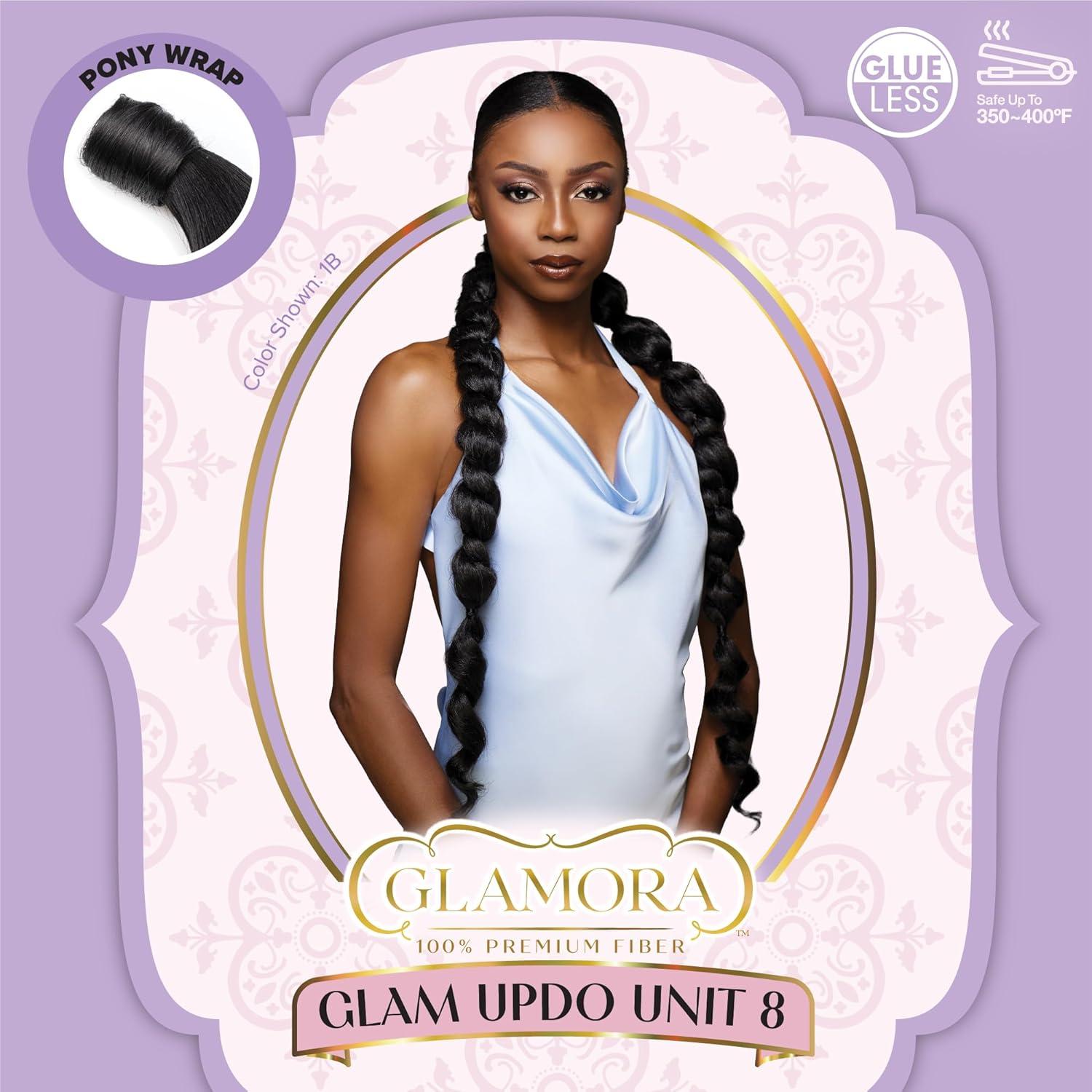 imageSensationnel Glamora Glam Updo Hairextension Unit 8 Ready to Wear Synthetic with Adjustable Pony Wrap 1 JETBLACK2 DARKBROWN