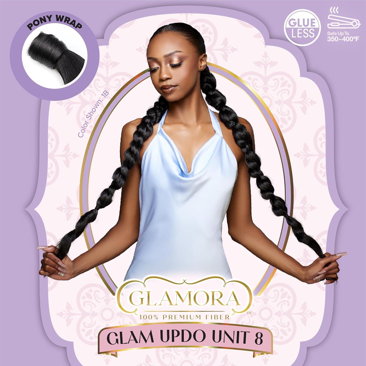 imageSensationnel Glamora Glam Updo Hairextension Unit 8 Ready to Wear Synthetic with Adjustable Pony Wrap 1 JETBLACKT2BG