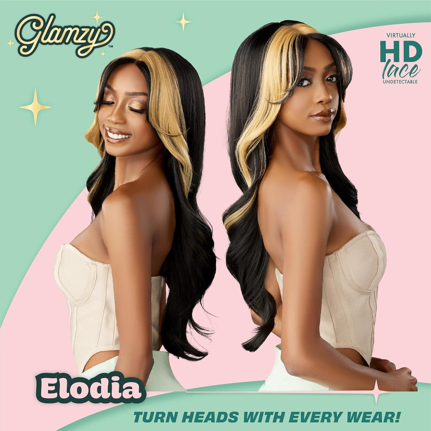 imageSensationnel Glamzy Lace Part Wig Elodia Glueless Hand Tied Wider V Parting Synthetic Hair 1 JETBLACK2 DARKBROWN