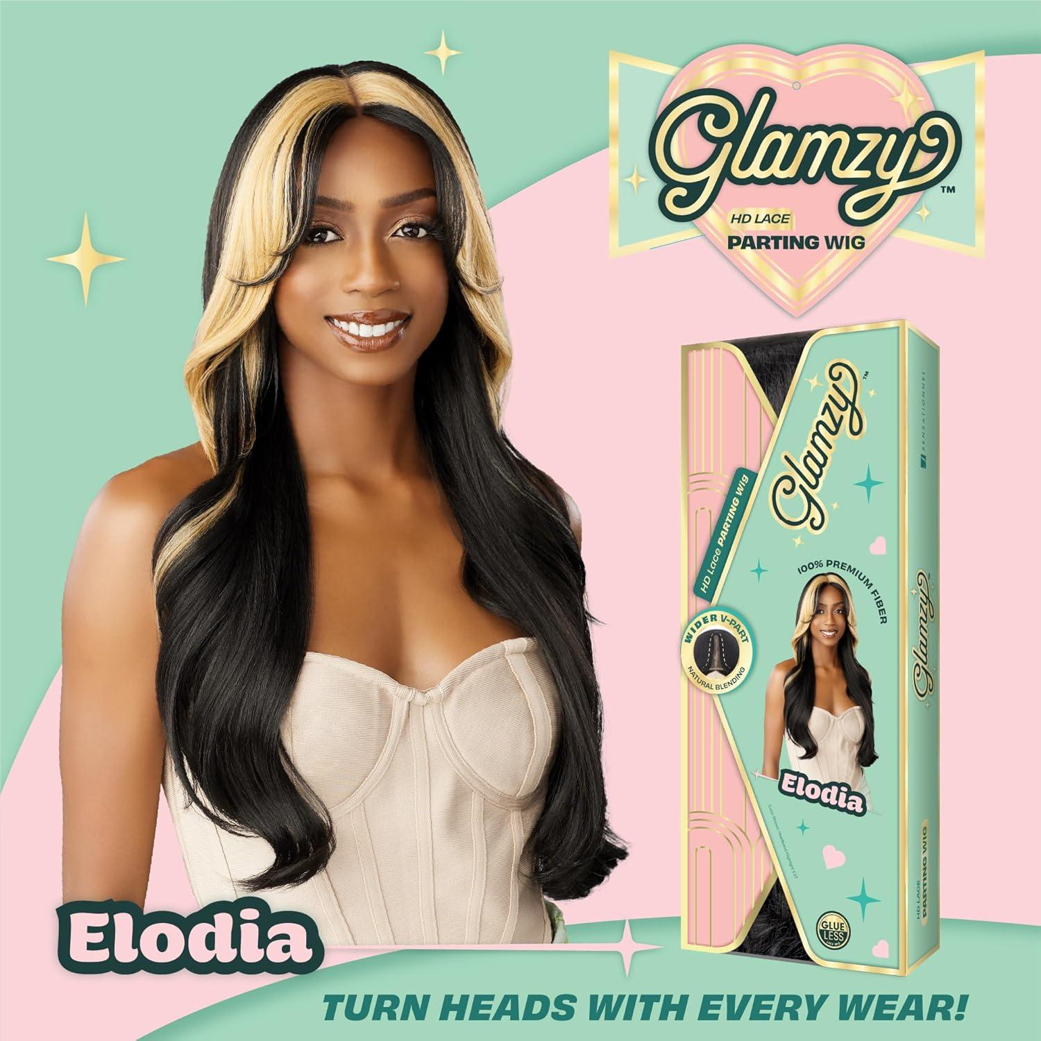 imageSensationnel Glamzy Lace Part Wig Elodia Glueless Hand Tied Wider V Parting Synthetic Hair 1 JETBLACKHBCOPPER1