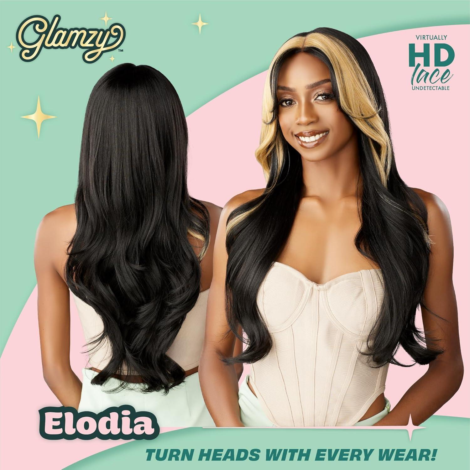 imageSensationnel Glamzy Lace Part Wig Elodia Glueless Hand Tied Wider V Parting Synthetic Hair 1 JETBLACKHBRED1