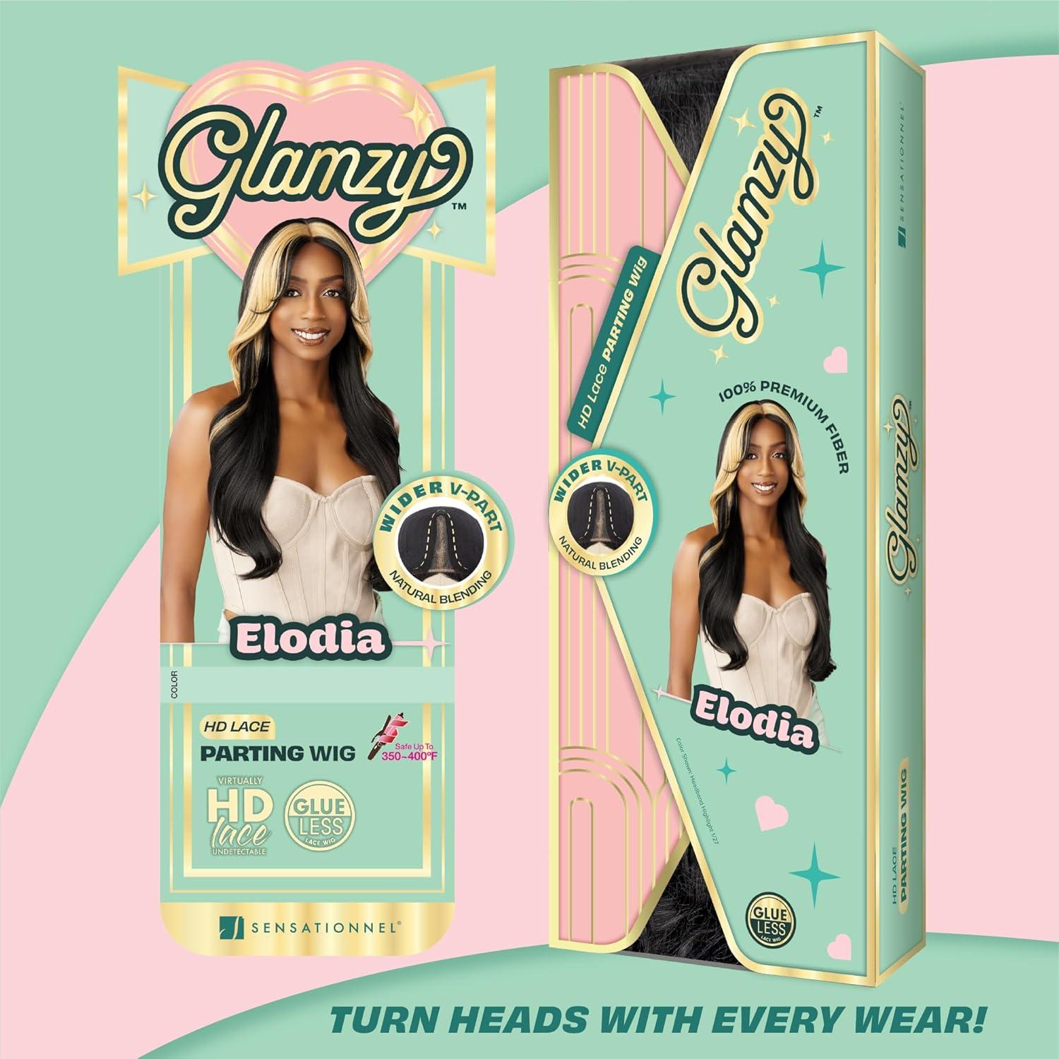 imageSensationnel Glamzy Lace Part Wig Elodia Glueless Hand Tied Wider V Parting Synthetic Hair 1 JETBLACKHBRED1