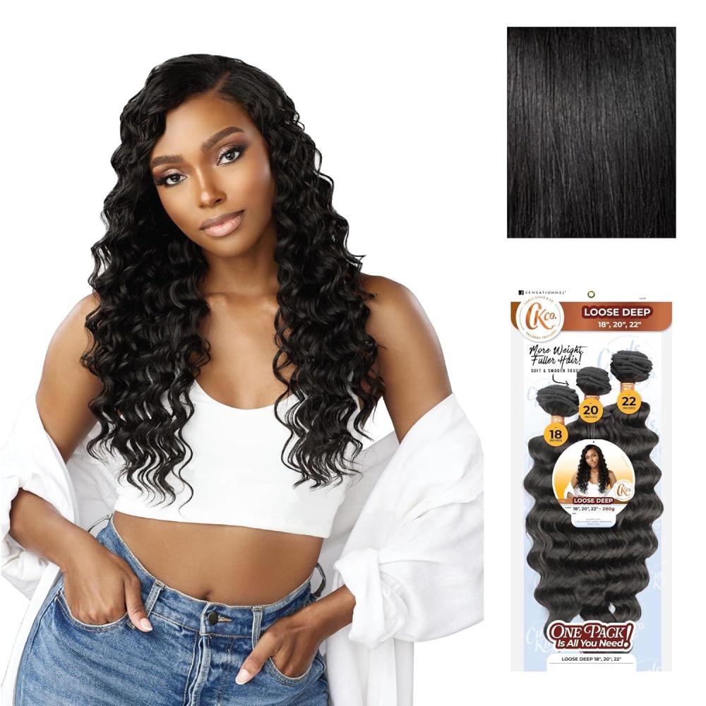 imageSensationnel Curls Kinksandco Synthetic Bundles Loose Deep Multibundle Quick Weave Hair for Natural 3c to 4c Textures 18 20 22 inch 1 JETBLACK1 JETBLACK