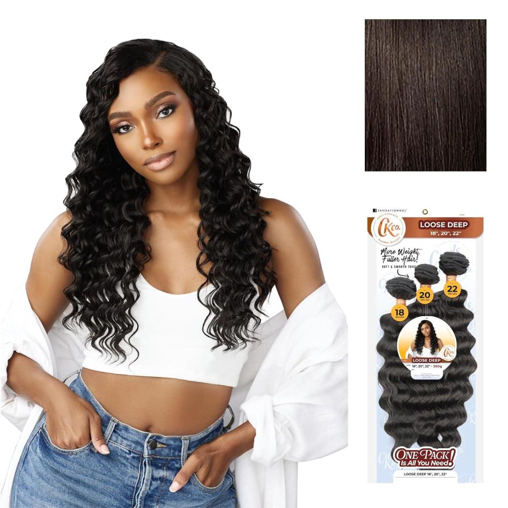 imageSensationnel Curls Kinksandco Synthetic Bundles Loose Deep Multibundle Quick Weave Hair for Natural 3c to 4c Textures 18 20 22 inch 1 JETBLACK2 DARKBROWN