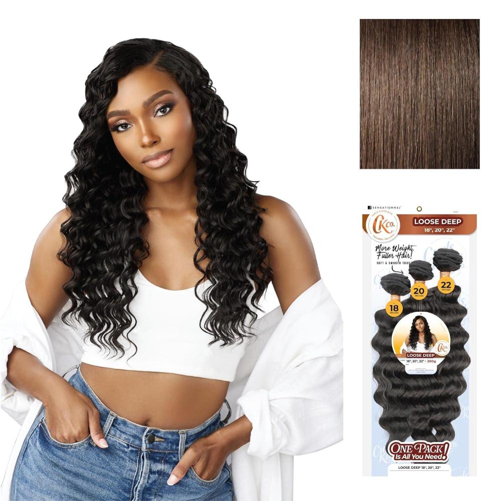 imageSensationnel Curls Kinksandco Synthetic Bundles  Loose Deep Multibundle Quick Weave Hair for Natural 3c to 4c Textures 18 20 22 inch 1 JETBLACK4 MEDBROWN