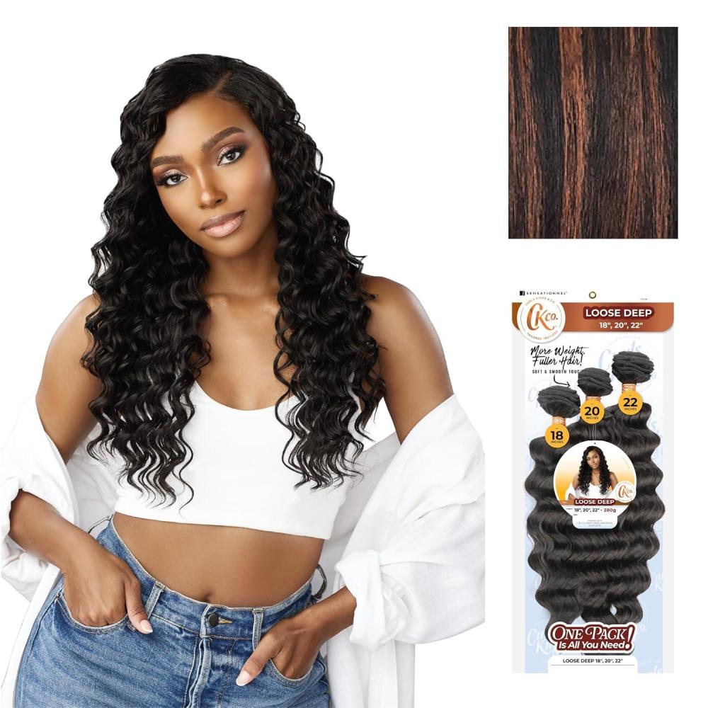imageSensationnel Curls Kinksandco Synthetic Bundles Loose Deep Multibundle Quick Weave Hair for Natural 3c to 4c Textures 18 20 22 inch 1 JETBLACKS1BGINGER