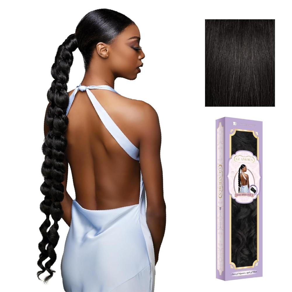 imageSensationnel Glamora Glam Updo Hairextension Unit 8 Ready to Wear Synthetic with Adjustable Pony Wrap 1 JETBLACK1B OFFBLACK