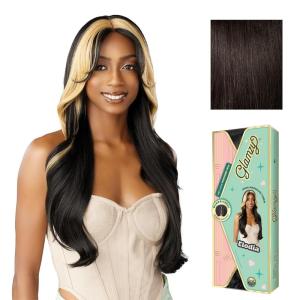 Sensationnel Glamzy Lace Part Wig – Elodia Glueless Hand Tied Wider V Parting Synthetic Hair (1 JETBLACK)(2 DARKBROWN)
