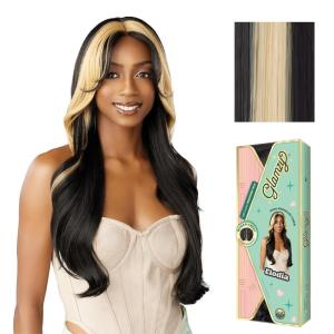 Sensationnel Glamzy Lace Part Wig – Elodia Glueless Hand Tied Wider V Parting Synthetic Hair (1 JETBLACK)(HB1/27)